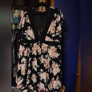 Torrid mini gauze lace up skater dress.